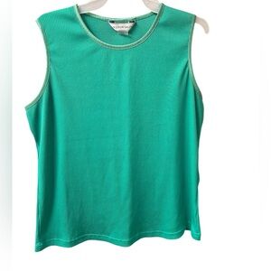 Allison Daley Teal Ribbed Shiny Sleeveless Tank Top Size Large